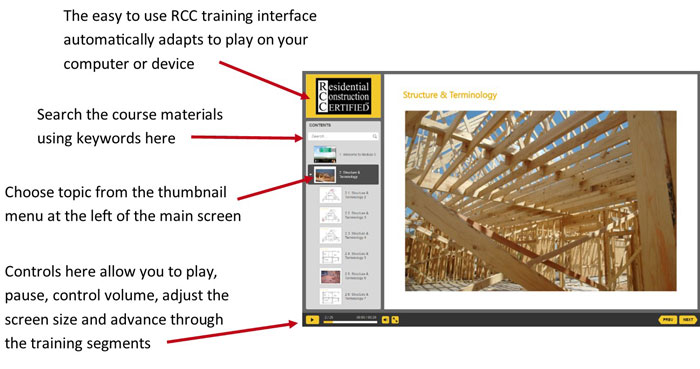 Responsive image of RCC Training Interface